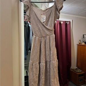 Striped Ruffle Sleeve Dress